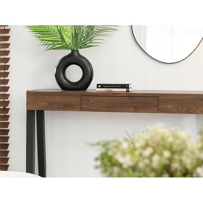 Консольний столик Mebel-Partner, чорний / напівглянцевий горіх, 105 x 75 x 35 см