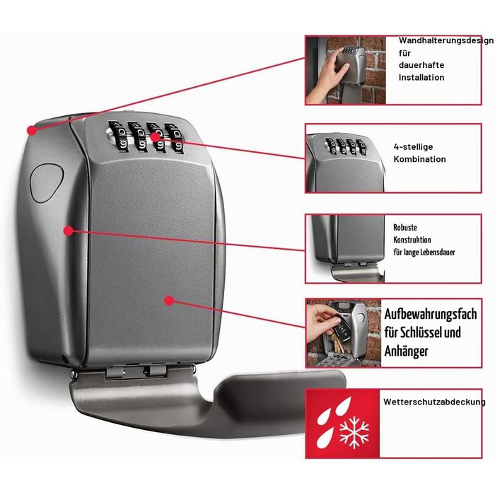 Сейф-контейнер для ключів Master Lock 5415D, посилений сталевий корпус (цинк), настінний
