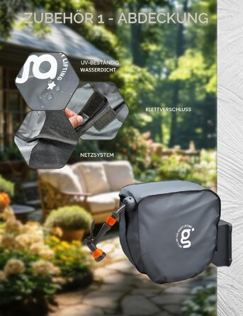 Giraffe Tools Набір садового шланга з автоматичною моткою 30м, EUAW-30KIT – з розгалужувачем та захисним кожухом