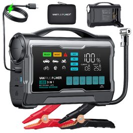 Пусковий пристрій для авто VANTRUE POWER JS3: бустер-павербанк з компресором 160 PSI, чорно-сріблястий