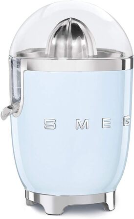 Соковижималка для цитрусових SMEG CJF11PBEU, електрична, 70 Вт, нержавіюча сталь, антикрапельний носик, універсальний конус, пастельно-блакитна