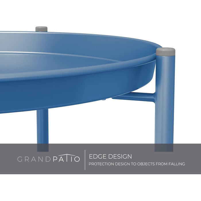 Металевий журнальний стіл Grand patio, 2-рівневий, знімна полиця, 45x45x53 см, для вітальні, спальні, саду, синій павич