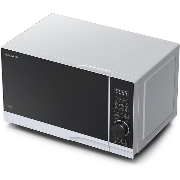 Мікрохвильова піч SHARP PS204AES, 700 Вт, 10 режимів, розмір 45,5×27,4×33,4 см, срібляста, функція розморожування