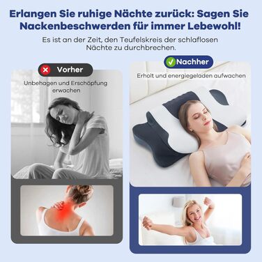 Подушка для сну DONAMA з Memory Foam: ортопедична подушка для шиї та голови для сну на боці, спині та животі з чохлом