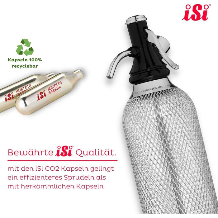 Сифон для газування води iSi Sodamaker Classic 1,0 л, з пляшкою PEN в сталевій оплітці, пристрій для приготування газованої води, аксесуар для бару у вінтажному стилі