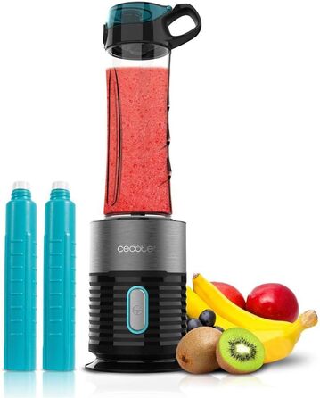 Блендер Cecotec Power Titanium 300 EasyGo: портативний, 350W, подрібнює лід, 4 леза з титановим покриттям, 2 пляшки, 2 кришки
