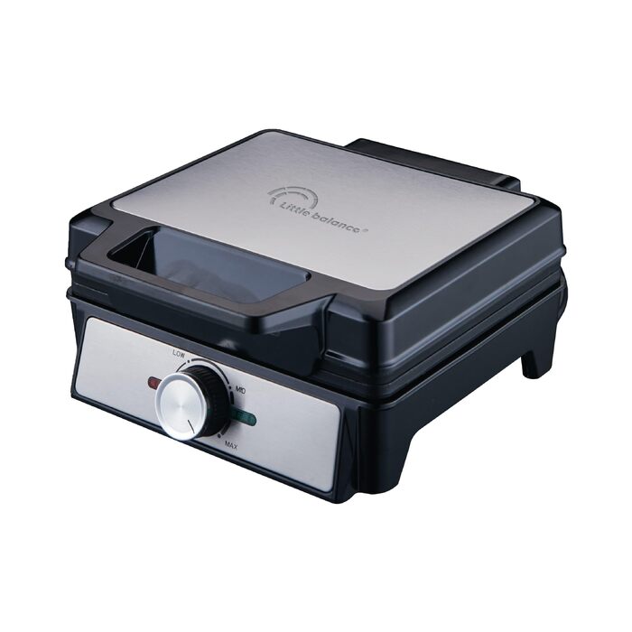 Електричний вафельниця LITTLE BALANCE 8816 Power Waffeln 1600W, антипригарне покриття без PFAS, для товстих та хрустких бельгійських вафель, чорна, 20 x 17 см