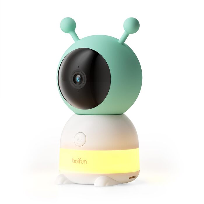 BOIFUN Додаткова камера для немовлят 6T 2K WiFi: відеоняня з нічником, датчиком руху/плачу/звуку, AI-відстеженням, датчиком температури/вологості, записом відео