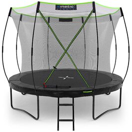 Батут Kinetic Sports 'Ultimate Pro' Ø 305 см для дітей з драбиною та захисною сіткою - чорно-неоново-зелений
