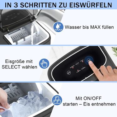 Льодогенератор Citybee з функцією самоочищення, 12 кг/доба, компактний Ice Maker для кухні, офісу та вечірок (Сірий)