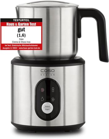 Електричний спінер для молока Caso Crema & Choco Inox, 4 функції, підходить для рослинного молока, нержавіюча сталь, термоізольована ручка, сенсорне LED-управління