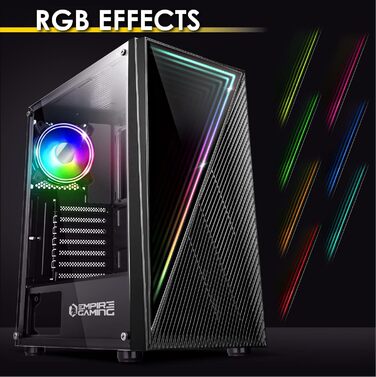 Ігровий корпус Empire Gaming Crystal ARGB, середній ATX/Micro ATX/ITX, 3D-дзеркальний ефект, 2 вентилятори (1x120мм ARGB, 1x120мм стандарт), чорний
