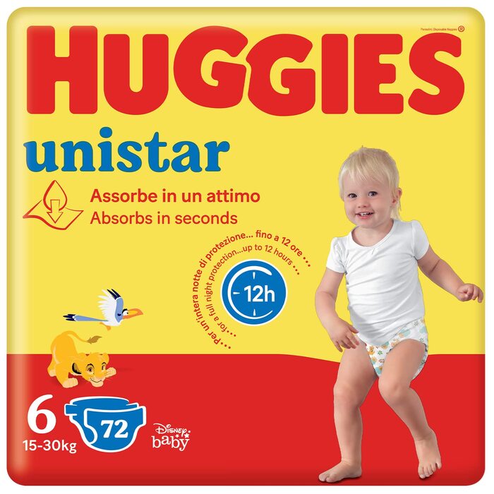 Підгузки Huggies Unistar, розмір 6 (15-30 кг), 72 шт.