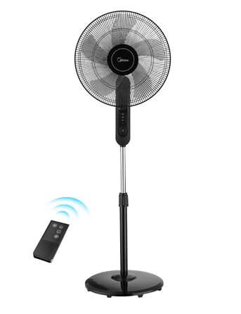 Вентилятор підлоговий Midea FS40-15FR з пультом, 3 режими, LED дисплей, таймер, регульована висота, чорний