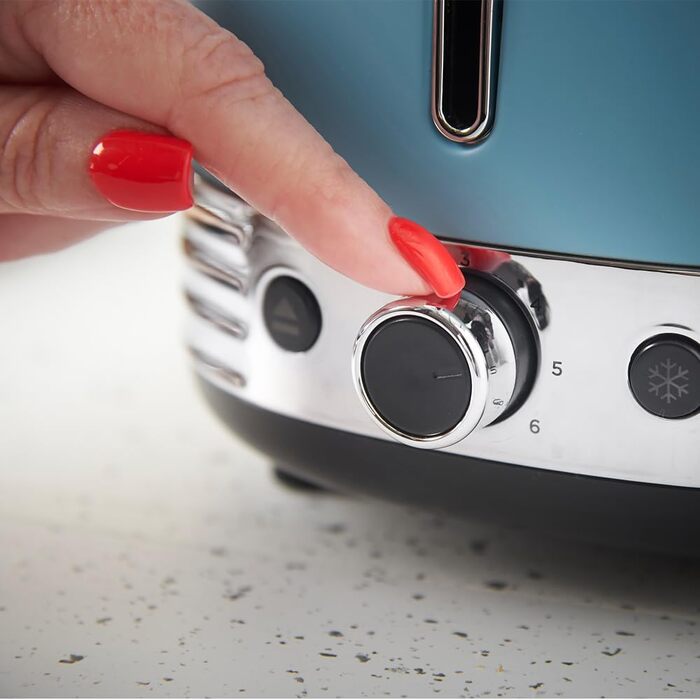 Тостер Russell Hobbs Hanley на 2 тости, блакитний (6 режимів, широкі слоти, розморожування, підігрів, підйом тостів)