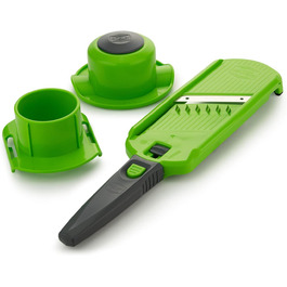Овочерізка Börner Multi Dicer & Julienne, кухонний набір для нарізки кубиками та соломкою, дві насадки, для овочів і фруктів, зелено-сіра