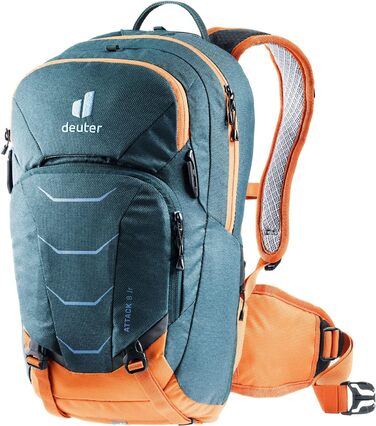 Дитячий велосипедний рюкзак Deuter Attack 8 JR з протектором, 8 л, Arctic-Mandarine