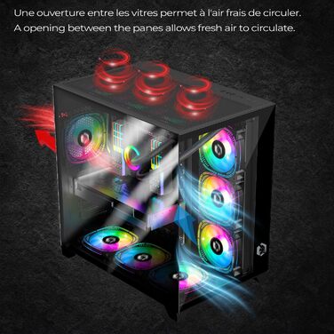 Ігровий корпус EMPIRE GAMING CL-242 (2024), ARGB Mid Tower ATX/Micro-ATX/ITX, 7 вентиляторів 120 мм, адресна RGB-підсвітка, MB Sync, чорний