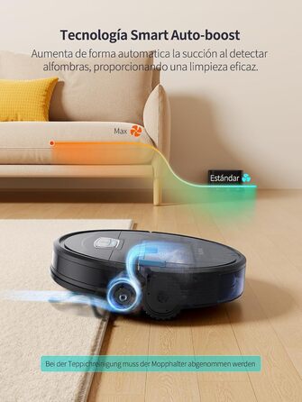 Робот-пилосос HONITURE G20 Pro з функцією миття, 4500Pa, керування через додаток, 180 хв роботи, для тварин, килимів та твердих підлог, чорний