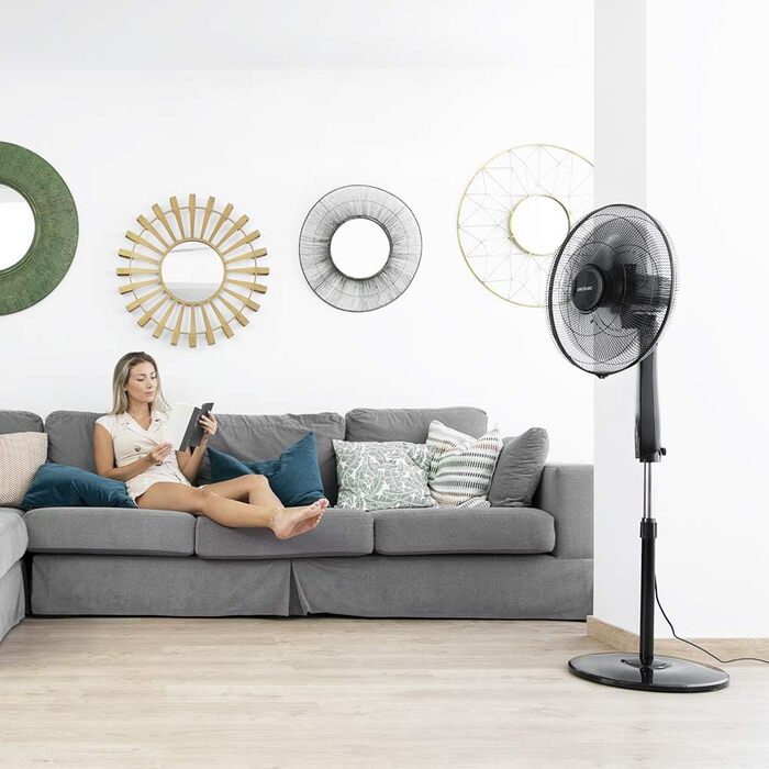 Вентилятор підлоговий Cecotec EnergySilence 610 Max Flow 70 Вт, діаметр 40 см, 4 швидкості, таймер 2 години, поворот 90°, регульований кут нахилу та висота, чорний