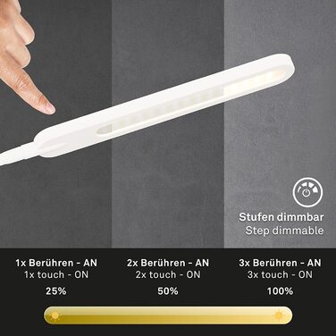 BRILONER LED торшер з димером, сенсорний, регульований теплий і холодний білий, лампа для читання, підлогова лампа для вітальні, світильник стельовий, 20,8x20,8x183 см, білий