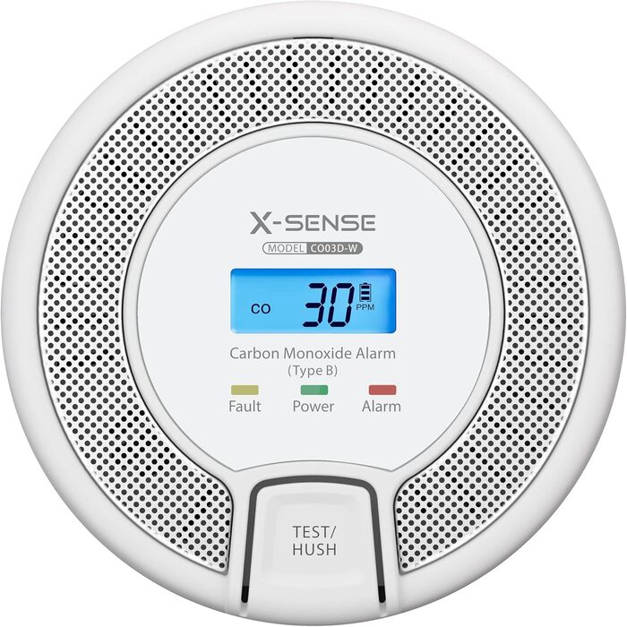 Датчик CO X-Sense з цифровим дисплеєм, детектор чадного газу, точний сенсор, термін служби 10 років, змінна батарея, сертифікат EN 50291, CO03D (1 шт.)