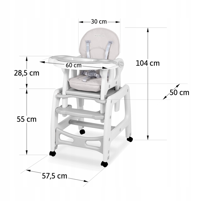 Стілець для годування RicoKids Sinco, 104 x 60 x 67,5 см