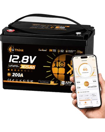 LiFePO4 акумулятор 12V 165Ah для кемпера та автобудинку, Bluetooth 5.4, стандарт ECE R10, літієва батарея H190 Dual Purpose