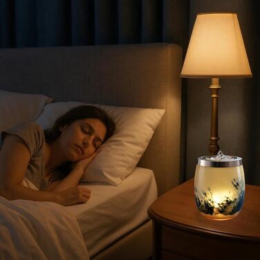Декоративний настільний фонтан VOREEN з підсвіткою LED, жовте скло ручної роботи, 15 см
