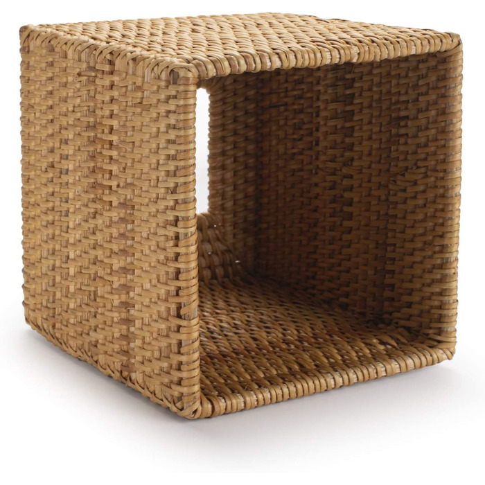 Коробка для косметичних серветок з ротангу, натуральна, квадратна, 14x14x15 см – для дому, офісу, авто