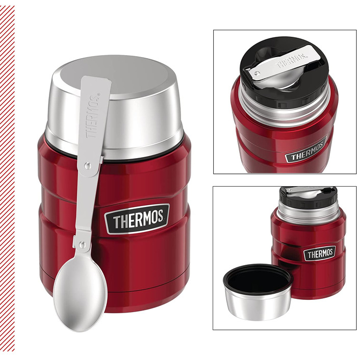 Термос для їжі Thermos Stainless King 470 мл з ложкою, нержавіюча сталь, червоний
