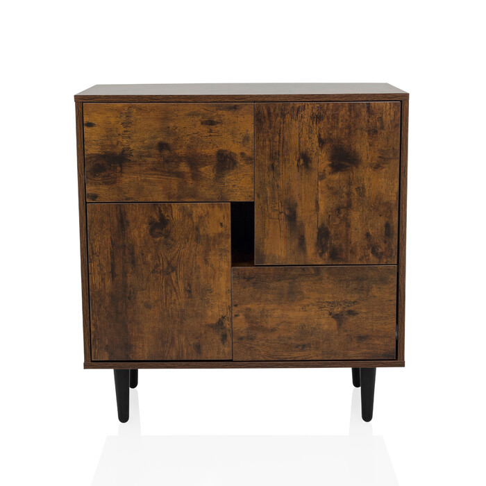 Сервант / комод LYKKJA 77x39,5x72 см 2 шухляди 2 двері коричневий/чорний hjh LIVING