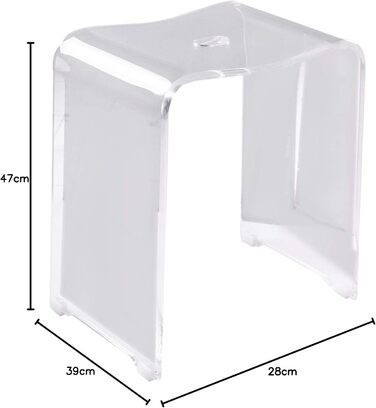 RIDDER Trendy Bad-Hocker, акриловий табурет для ванної кімнати, прозорий, 39 x 47 x 28 см