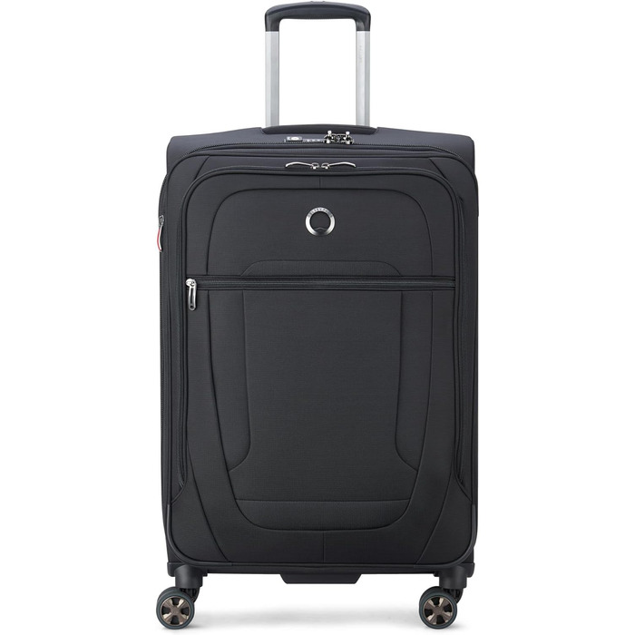 Велика м’яка валіза DELSEY PARIS Helium DLX 84 л, чорна, розсувна, 71×45×33 см