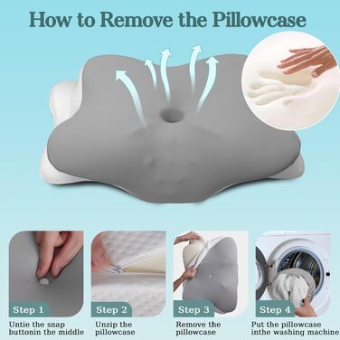Ортопедична подушка з піни Memory Foam для сну на боку, Queen Size (23.2x15.1x4.7 см), сіра - підтримка шиї та комфорт при болях у спині та плечах