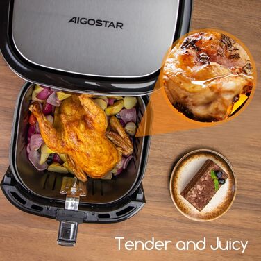 Aigostar Cube аерофритюрниця 7 л XXL, 1900 Вт, 7 програм, LED-екран, без олії, для 6-10 осіб, чорна