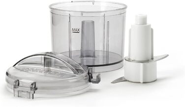 Подрібнювач Black+Decker BXCH120E, 120 Вт, 350 мл, 1 швидкість, нержавіючі леза, просте очищення, біло-сірий