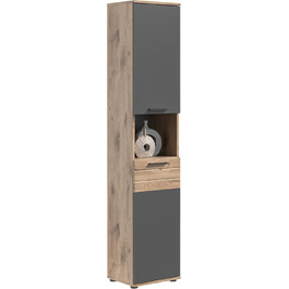 Високий шафа для ванної Xonox Home Mason X12B8711, сірий, 37x190x34 см
