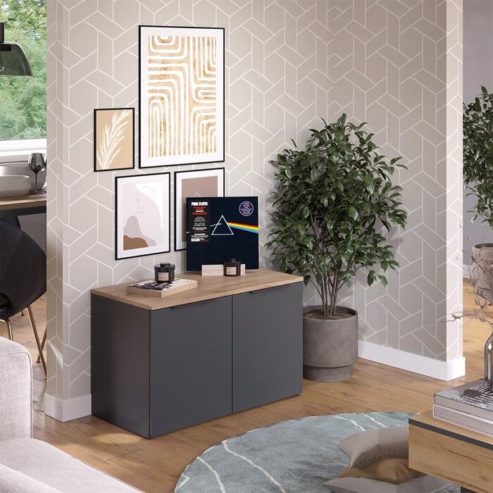 Кутова комодна тумба Vicco Wido, антрацит/сонома, 80x50 см, з дверцятами