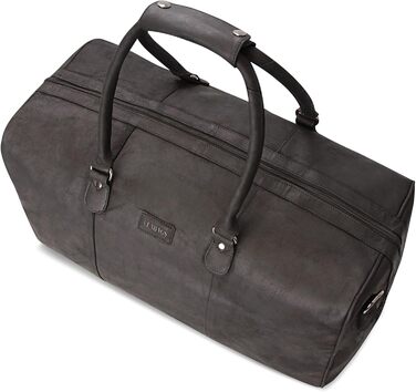LEABAGS Дорожня сумка з натуральної шкіри 40 л, жіноча та чоловіча, преміум якість, велика спортивна та тренувальна сумка для подорожей, чорна