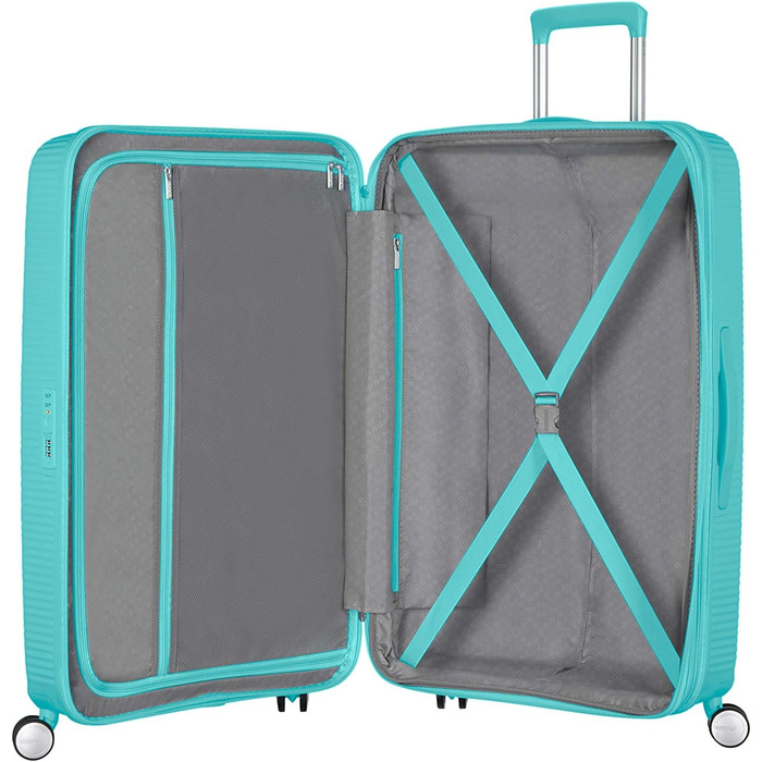 Валіза American Tourister Soundbox розширювана 67 см, 71.5/81 л, синя, TSA замок, на 4 колесах