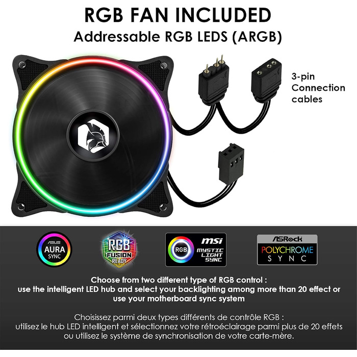 Корпус для ПК Empire Gaming Onyx ARGB, середній ATX, mATX, ITX, 4 адресовані RGB-вентилятори (1×200 мм, 3×120 мм), бокова панель із загартованого скла