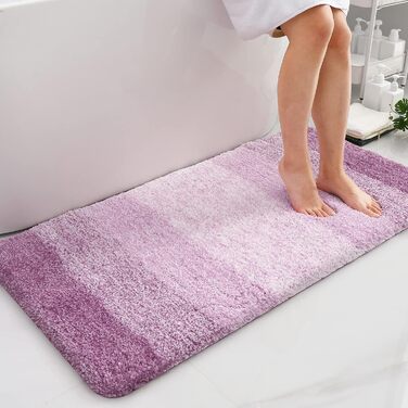 Килимок для ванної кімнати Homaxy, 60x120 см, антиковзаючі, миючий, з м'якого ворсу, з мікрофібри, швидковисихаючий, фіолетовий