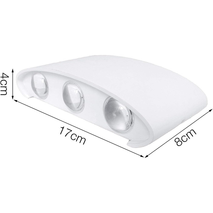 Світильник настінний LED Lightsjoy для внутрішнього та зовнішнього використання, білий, сучасний дизайн, захист IP65, алюміній, 6x120° кут розсіювання, тепле світло