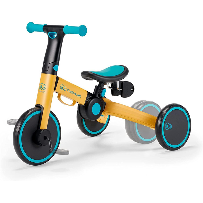 Триколісний велосипед Kinderkraft 4TRIKE 3 в 1: самокат-каталка-велосипед, жовтий, для дітей від 12 місяців до 5 років