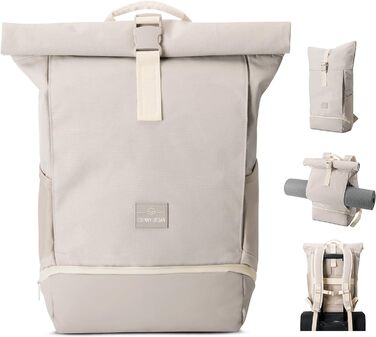 Рюкзак Johnny Urban Allen Medium ролтоп для жінок і чоловіків, з відділенням для ноутбука, 15 л, водовідштовхувальний, пісочний, для міста, велосипеда та бізнесу, екологічний