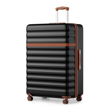Валіза KONO XXL (86 см) розширена, легка, з твердим корпусом та TSA-замком, чорно-коричнева