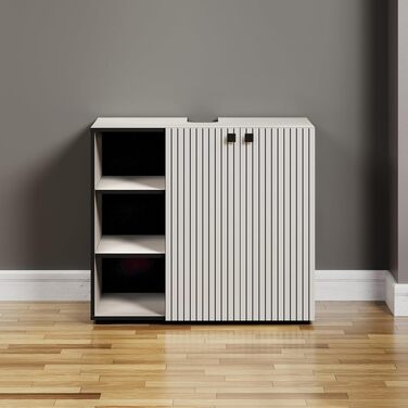 Тумба під раковину на колесах PureBliss від trendteam smart living, 80x64x42 см, з 2 відкритими полицями та вставною дошкою, стійка до подряпин, світло-сірий кашемір