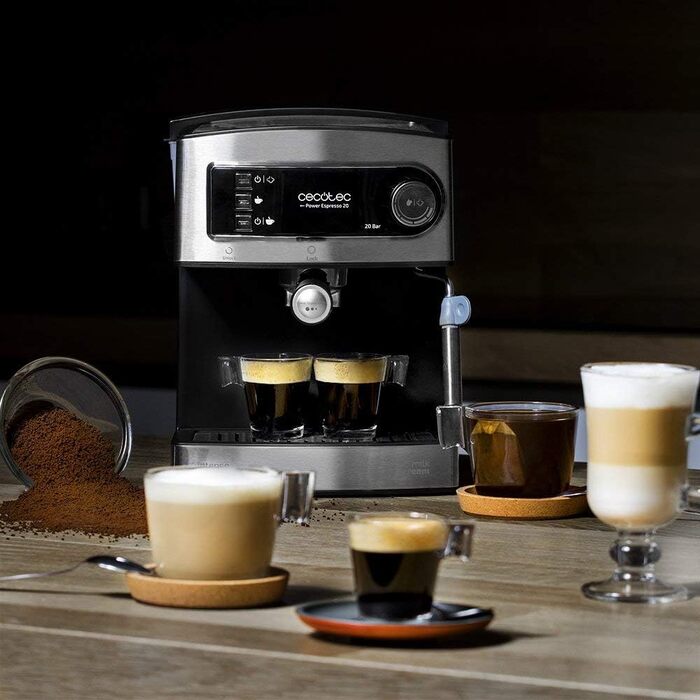 Кавомашина еспресо Cecotec Cumbia Power Espresso 20 Barista Aromax 2900 Вт з двома системами нагріву та помпою 20 бар