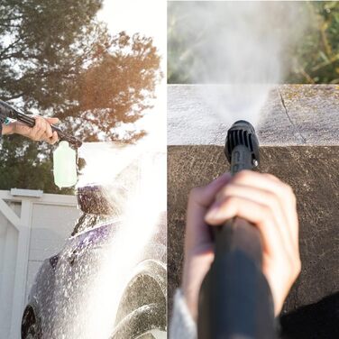 Мийка високого тиску Cecotec HydroBoost 1400 Essential: 1400 Вт, для дому, саду та авто, 105 бар, 426 л/год, алюмінієвий насос, радіус дії 9 м, багатокольорова, 1 насадка + пляшка для миючого засобу